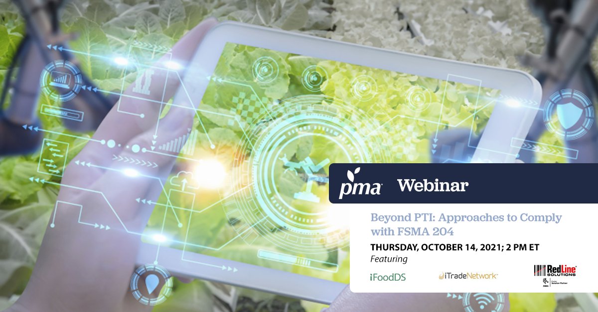 RedLineProduce's tweet image. Join us Thursday 10/14 for a discussion of PTI and FDA proposed section 204 requirements. Register here: pma.zoom.us/webinar/regist…