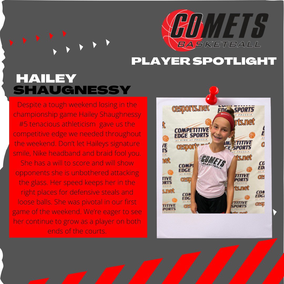 comets_red's tweet image. We want to take this opportunity to shout out some of our amazing players this season starting with Hailey Shaugnessy! Keep up the amazing work! #cometsred