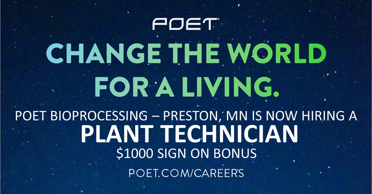 Norsk64's tweet photo. Want to change the world?  Check out our Plant Tech position with $1000 sign on bonus! https://t.co/5hqv6amOkQ
