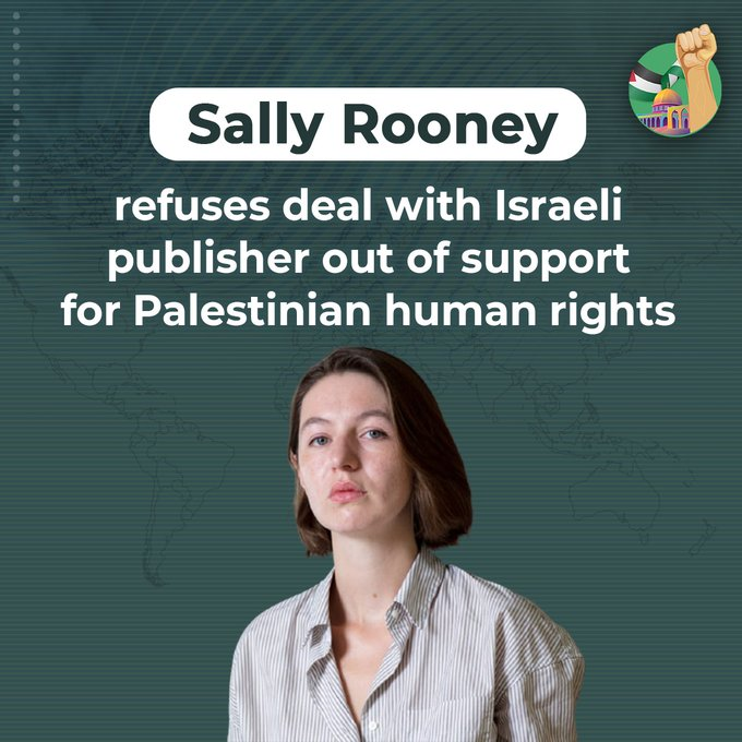 We warmly welcome acclaimed Irish author sally Rooney’s decision to refuse a deal with Modan Publishing House, an Israeli publisher complicit in #Israeli regime of settler-colonialism and apartheid. #FreePalestine  <a href="/MEeye18/">ME_EYE</a>  #BDS