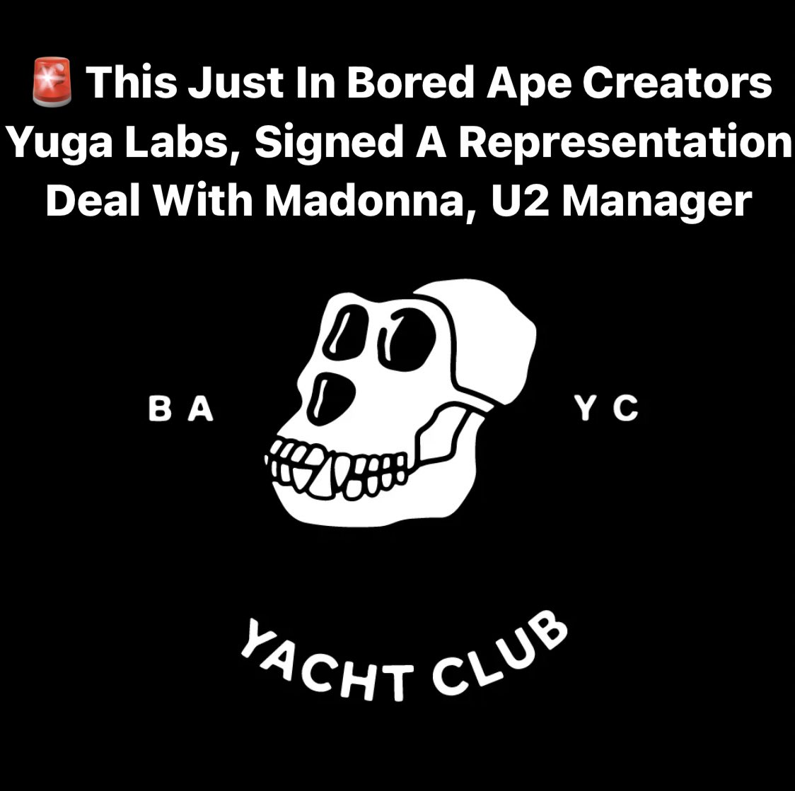 NFTDept's tweet photo. This Just In Bored Ape Creators Yuga Labs, Signed A Representation Deal With Madonna, U2 Manager 

We like the 🦍 

#boredape #apefollowape Cont. 👇 https://t.co/JM5kXiURha