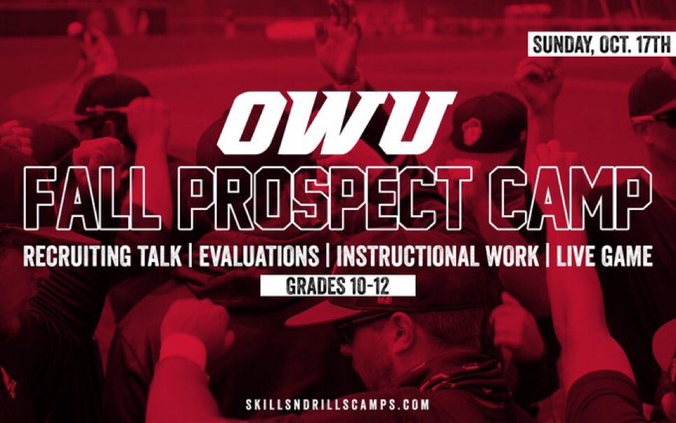 OWU_Baseball's tweet photo. There are still a few spots available for this Sunday’s Fall Prospect Camp at Littick Field 

• Recruiting Talk
• Evaluations 
• Instructional work
• Live game 

Visit https://t.co/SpZ8ySpI1h for registration and more info! https://t.co/NV2kudxEKC