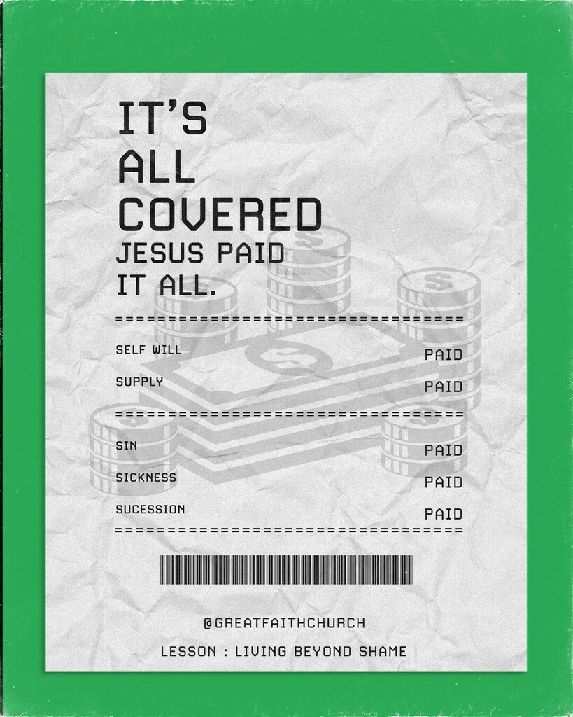 GreatFaithC3's tweet image. Its all Covered, Jesus Paid it all! 👏🏽💵✝️

#lessonnotes #GreatFaithChurch #worship #tuesdaymotivation #GreatFaithChurchSanford instagr.am/p/CU7sO2bjhcx/