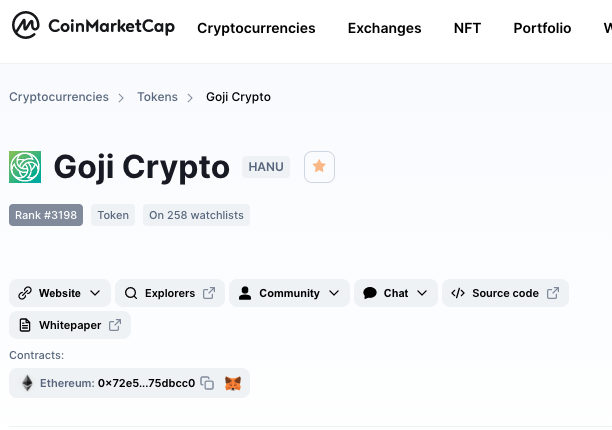 CryptoBokiWop's tweet photo. THIS IS WHAT PROGRESS LOOKS LIKE!!! @GOJI_CRYPTO LOOKS GOOD ON @COINMARKETCAP  #HANUfamily MAKE SURE YOU ADD $HANU TO YOUR WATCHLIST! 

https://t.co/Ln6IxyDGA4 https://t.co/MEGhH847Ei
