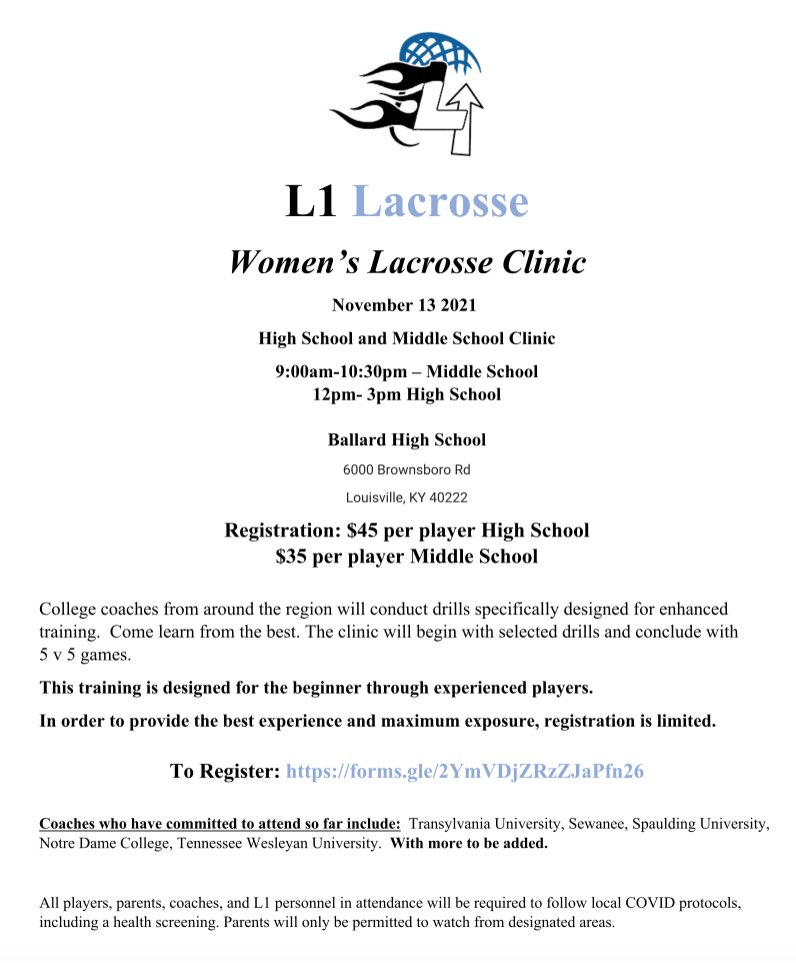 Register now for this clinic November 13th for middle school &amp; high school girls. It’s taking place at Ballard, but it’s for everyone! College coaches have already confirmed they’re coming, so don’t miss this!