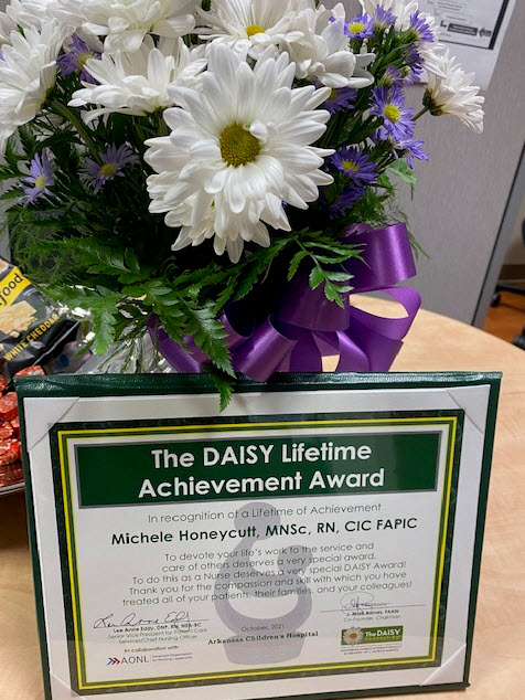 ACHInfectionPrevention (@ach_ipc) on Twitter photo Congratulations to <a href="/honeycuttmd1/">Michele Honeycutt</a> for receiving the <a href="/DaisyAwardLDN/">DAISY Award London</a> Lifetime Achievement Award <a href="/archildrens/">Arkansas Children's</a>. This award was created to recognize nurses who have devoted their life's work to the compassionate care of others. Michele serves as a beacon of inspiration to all nurses. Congratulations to <a href="/honeycuttmd1/">Michele Honeycutt</a> for receiving the <a href="/DaisyAwardLDN/">DAISY Award London</a> Lifetime Achievement Award <a href="/archildrens/">Arkansas Children's</a>. This award was created to recognize nurses who have devoted their life's work to the compassionate care of others. Michele serves as a beacon of inspiration to all nurses.
