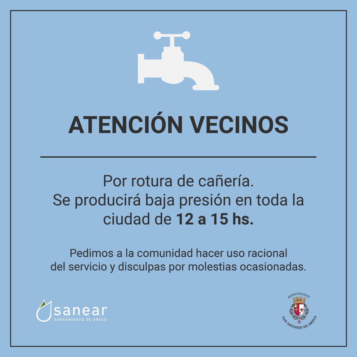 Sanearareco's tweet photo. ¡ ATENCION VECINOS !
🚨💦 https://t.co/0qYDKLRWBB