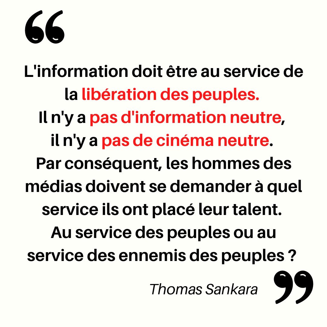 Thomas Sankara sur la prétendue neutralité des médias.

Faut faire des choix 🤷🏻‍♀️