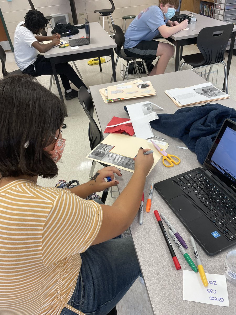 When 8th graders get a chance to color in ELA! Ss got a chance to decorate their writing folders after writing their own author pages. We will use these folders all year to hold our work. @Official_BHMS