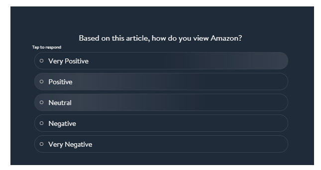 KayleeHTweets's tweet photo. Wanted to call out a feature in a recent $AMZN announcement re: #RTO, gathering real time feedback from readers. This seems like a skewed way of gathering corp comms data vs. social listening, etc. Wonder how much weight they put into this? #PRAD564 https://t.co/oOwHx67xi9 https://t.co/hH3gEwp4tG