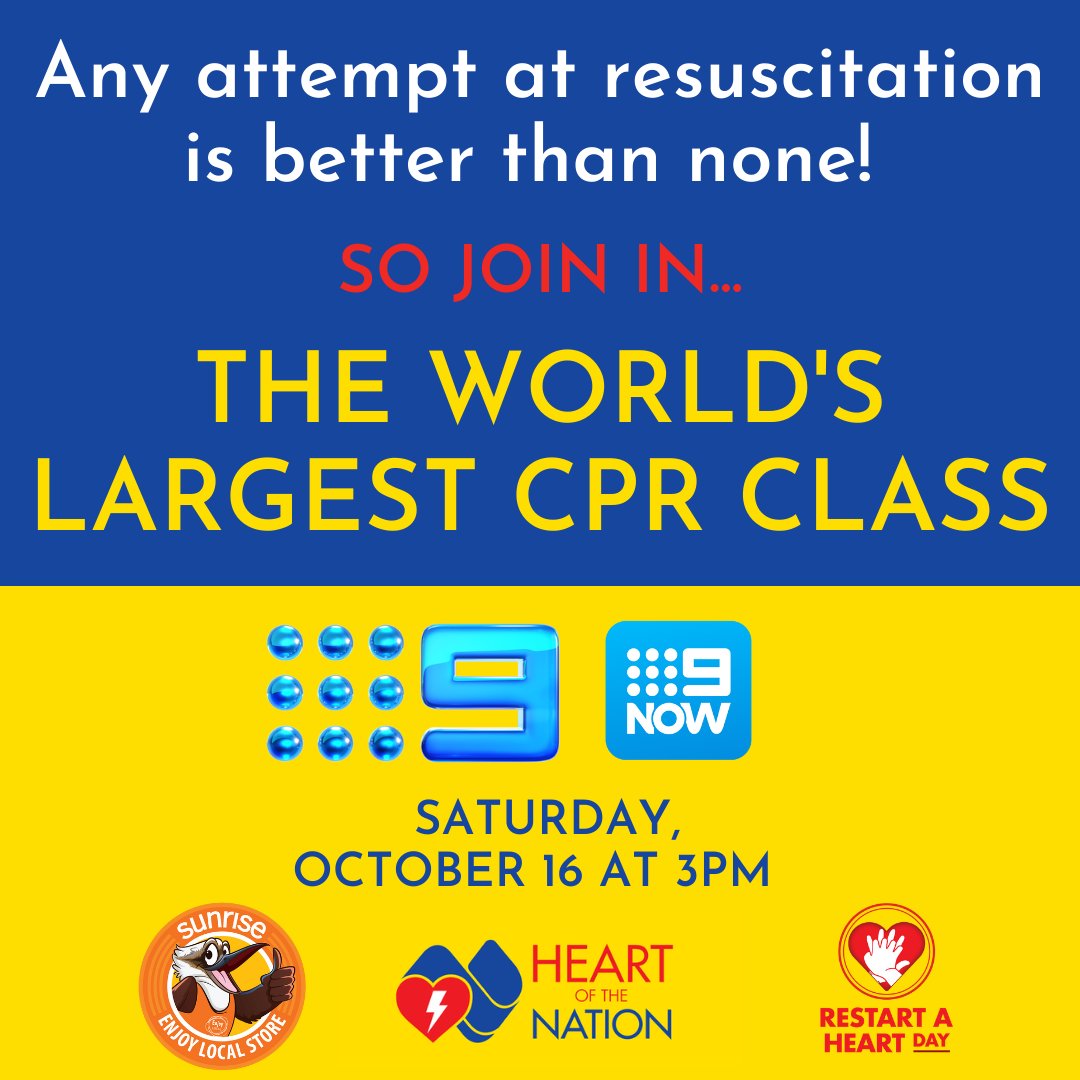 Heart of the Nation (@heartnationaus) on Twitter photo 80% of cardiac arrests happen at home. Knowing how to do SOMETHING is better than knowing NOTHING. Watch <a href="/Channel9/">Channel9</a> this Sat, Oct 16 to learn the basics. It could save the life of someone you love! <a href="/slsnsw/">Surf Life Saving NSW</a> <a href="/CAAAustralasia/">The Council of Ambulance Authorities</a> <a href="/GregPage_Yellow/">Greg Page</a> <a href="/BrettLee_58/">@BrettLee_58</a> <a href="/RichardWilkins/">Richard Wilkins AM</a> 80% of cardiac arrests happen at home. Knowing how to do SOMETHING is better than knowing NOTHING. Watch <a href="/Channel9/">Channel9</a> this Sat, Oct 16 to learn the basics. It could save the life of someone you love! <a href="/slsnsw/">Surf Life Saving NSW</a> <a href="/CAAAustralasia/">The Council of Ambulance Authorities</a> <a href="/GregPage_Yellow/">Greg Page</a> <a href="/BrettLee_58/">@BrettLee_58</a> <a href="/RichardWilkins/">Richard Wilkins AM</a>