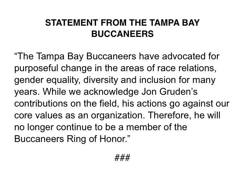 AdamSchefter's tweet image. Buccaneers weigh in on their former Super-Bowl winning head coach: