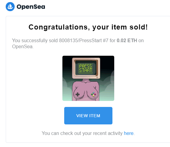 Another sold?! Holy Cow!-Thank you so much! 
I just recently quit my job to take care of my mental health, the support helps so much! Thank you! 

#Nft #NFTCommunity #nftcollection #NFTMARKET