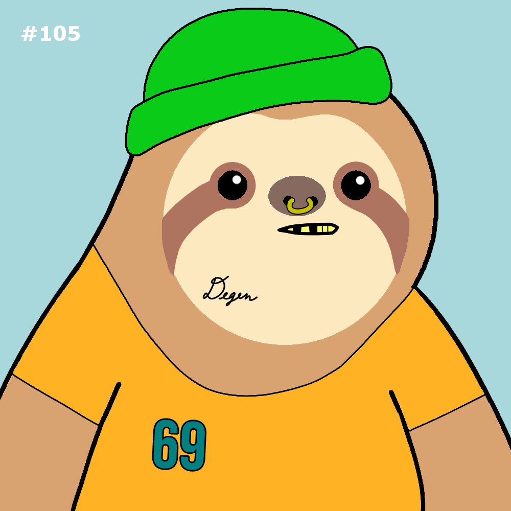 DgnSlothSociety's tweet photo. Just started another #NFTGiveaway where Degen Sloth #105 is up for grabs. 

Just hop into the official discord: https://t.co/3OWubFmZKn
and click the party emote in the giveaway tab!

#nft #solananft #freenft #nftart #NFTCommunity #solana https://t.co/0NaQdbzQqh