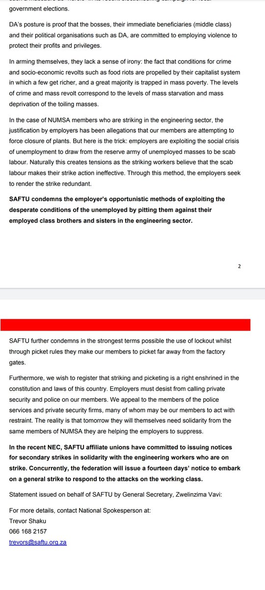 SAFTU_media's tweet image. SAFTU  CONDEMNS VIOLENCE METED AGAINST ENGINEERING WORKERS WHO ARE ON PICKET LINES BY POLICE AND PRIVATE  SECURITY
#engineeringstrike