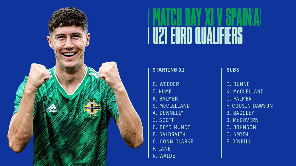IrishFA's tweet photo. 🙌 This is how our U21s line up against Spain tonight 🔥 #U21s #GAWA https://t.co/tDSq5NujBs