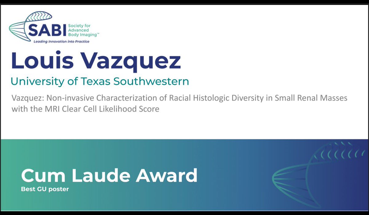 Congratulations to our <a href="/UTSW_Radiology/">UTSW Radiology</a> researchers Drs. Christopher Smith, <a href="/dudayakumar10/">Durga Udayakumar</a> and Louis Vazquez for the wonderful recognition at <a href="/SABImaging/">Society for Advanced Body Imaging | SABI</a> 2021. The Hounsfield Award,  Lauterbur Award, and Cum Laude Award !!! <a href="/RofskyMD/">Neil Rofsky, MD, MHA</a> <a href="/gkhatri_md/">Gaurav Khatri</a> <a href="/leyendecker_rad/">John Leyendecker</a>