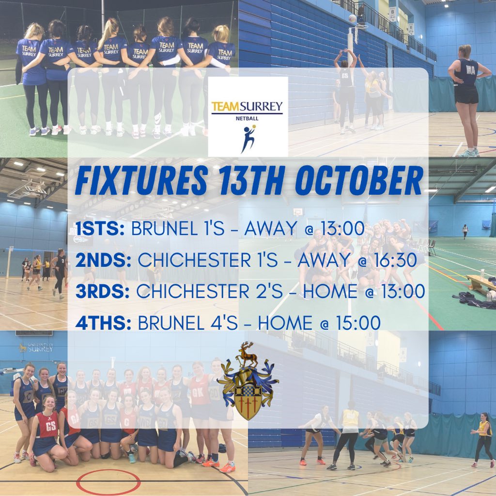 💛TOMORROWS FIXTURES💛

Our first BUCS matches of the year are tomorrow and the excitement is kicking in! Good luck to everyone💙 If you are also around in Guildford tomorrow, 3’s and 4’s are playing at home at 1pm &amp; 3pm at SSP so be sure to come up to watch and support🤩
