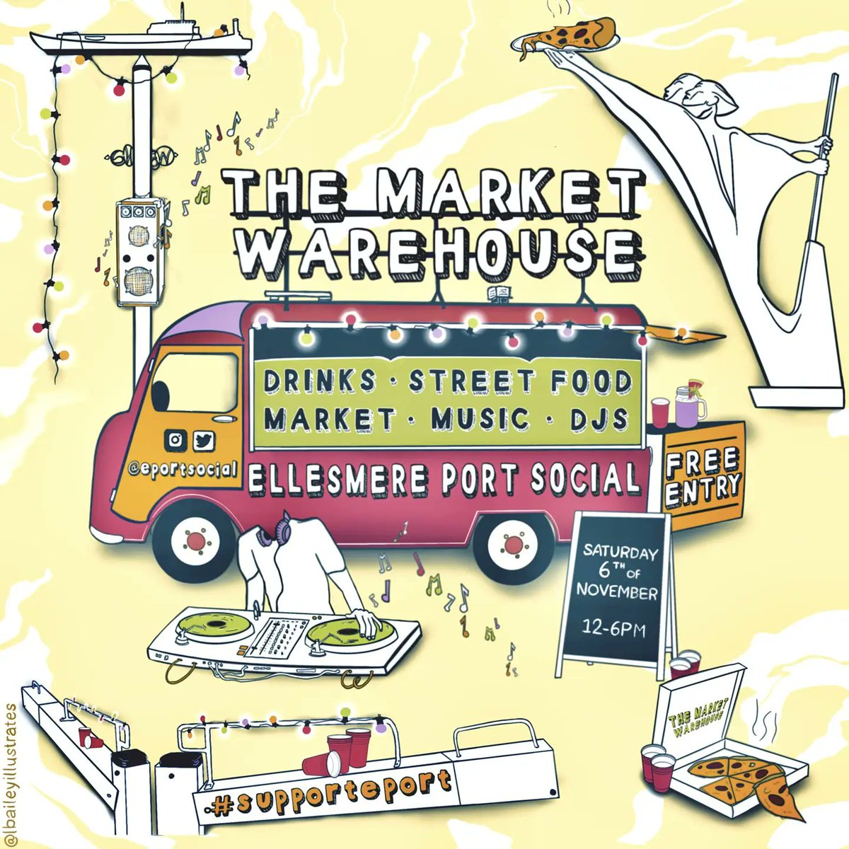 eportsocial's tweet photo. We are very excited to announce our first event! @eportsocial at The Market Warehouse.
Saturday 6th November - 12pm to 6pm. Located in the heart of Ellesmere Port, we will be taking over the warehouse next to the market for a day of street food, drink, music and a makers market. https://t.co/JeaeNBJmbZ