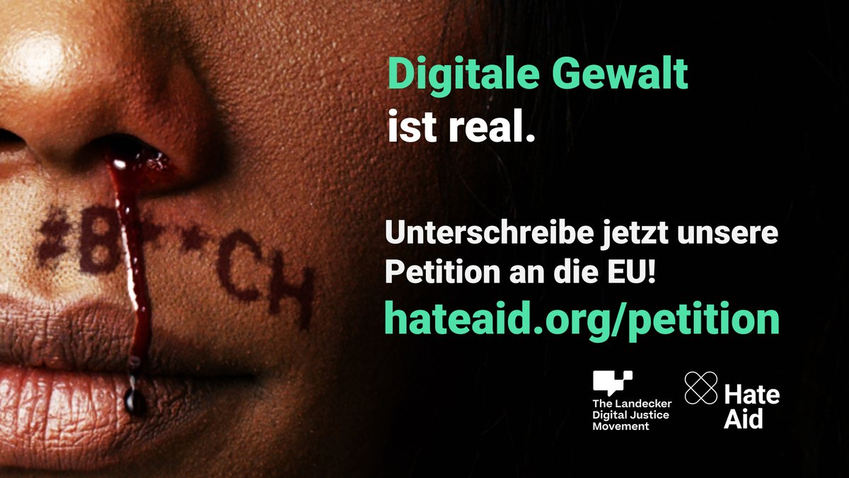 Jeden Tag werden Frauen, Mütter, Töchter online beleidigt, bedroht und sexuell belästigt. STOP! ⛔️ #MakeItSafe! Mit euren Unterschriften gehen wir im Dezember direkt zur EU. Wir werden gehört. Wir ändern das Netz. Ihr seid dabei: hateaid.org/petition/