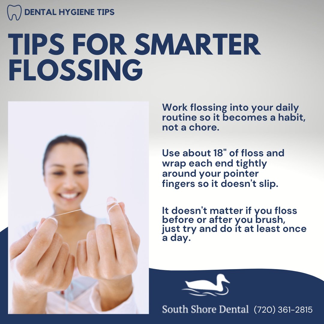Floss, floss, floss! It is just as important as brushing! 

Stay on top of your dental hygiene by brushing and flossing every day and coming in for regular cleanings. 

Call today!

#SouthShoreDental #denverdentist #flossingtips #brushandfloss #dentalhygienemonth #dentalhygiene