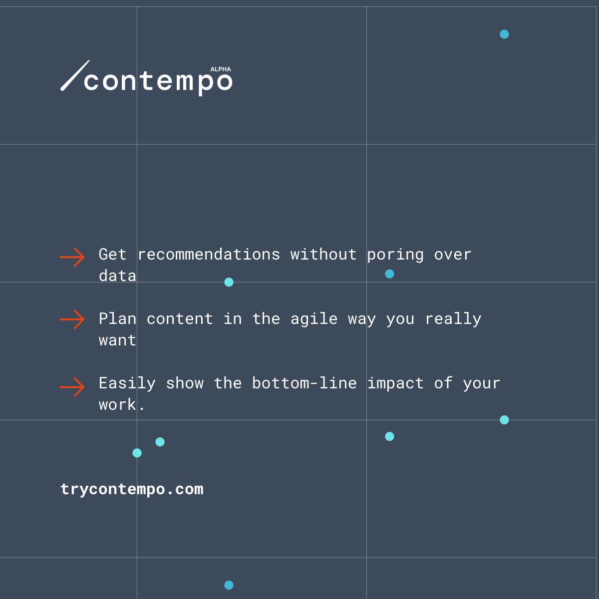 trycontempo's tweet photo. Get insights. Iterate. Show your impact. Sign up today on https://t.co/oHX3pLiC7W to try it out and let us know what you think! https://t.co/oHX3pLiC7W https://t.co/DQK7HX75dT