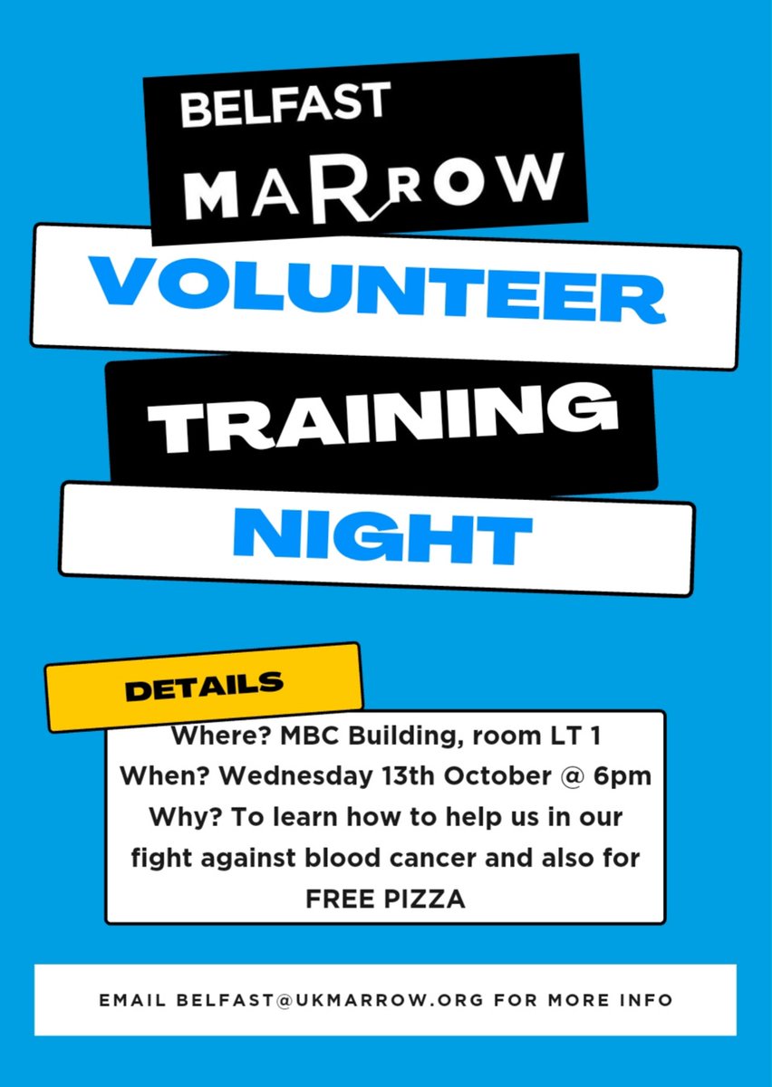 Our first Volunteer Training Night of the year is TOMORROW - come along and find out some more about ourselves, our cause and how you can help to save the lives of people with blood cancer... while eating free pizza 🍕😍