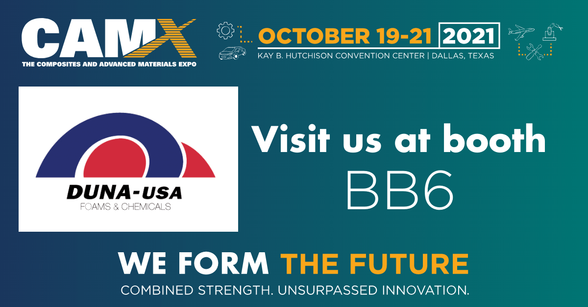 Visit DUNA-USA at <a href="/the_CAMX/">CAMX - The Composites and Advanced Materials Expo</a> Expo in #Dallas next week! We will be at booth # BB6 and look forward to seeing you. Click for FREE registration:  bit.ly/3FQ3puy