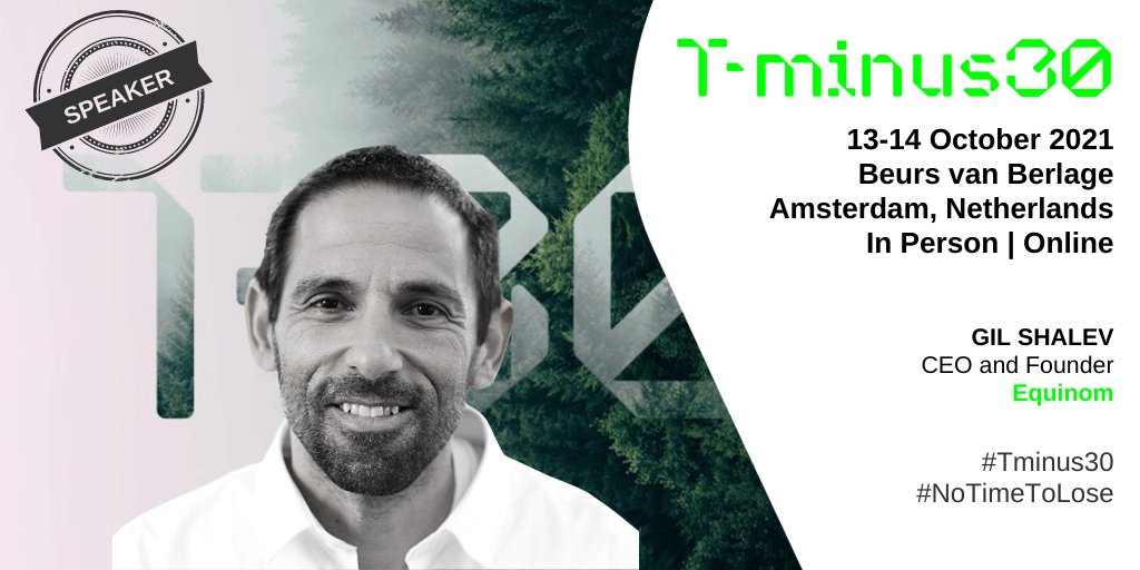 Next up on Track 1, another innovative use case from @Equinom2 CEO+Founder, Gil Shalev. He'll be arguing for #disruptive food innovations and seeding a #sustainable plant based future #TMinus30 #NoTimeToLose