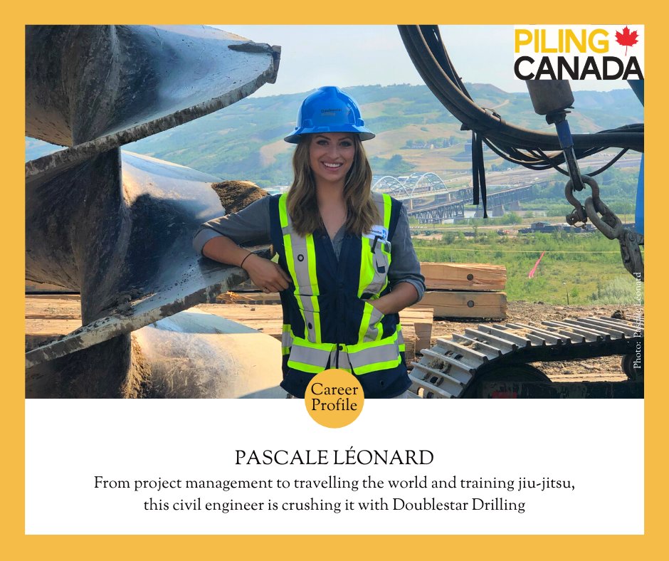 PilingCanada's tweet photo. The Career Profile of the current issue of Piling Canada caught-up with Doublestar Drilling's Pascale Léonard. Find it, and the complete issue, at https://t.co/sjdRVdWKPi.

#DeepFoundations #Engineering #CivilEngineer #WomenInConstruction #WiDF #WomenInEngineering https://t.co/ICup4ddvKT