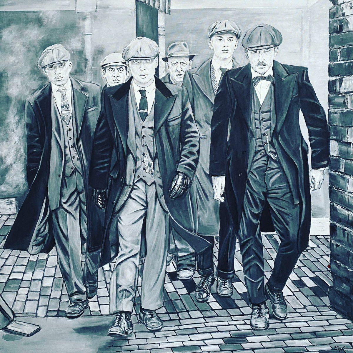 ederymichael's tweet photo. Hello #NFTCommunity 😎
My last work, the famous Peaky Blinders crew, available on @opensea 🚀 
This is a real painting 🎨 so it can be redeemed for the REAL physical paint 120x120 🖼️
Check it out: https://t.co/P1fAp1VVzY

#artist #art #painting #NFT #NFTs #criptoart https://t.co/1GJkvtgEkp