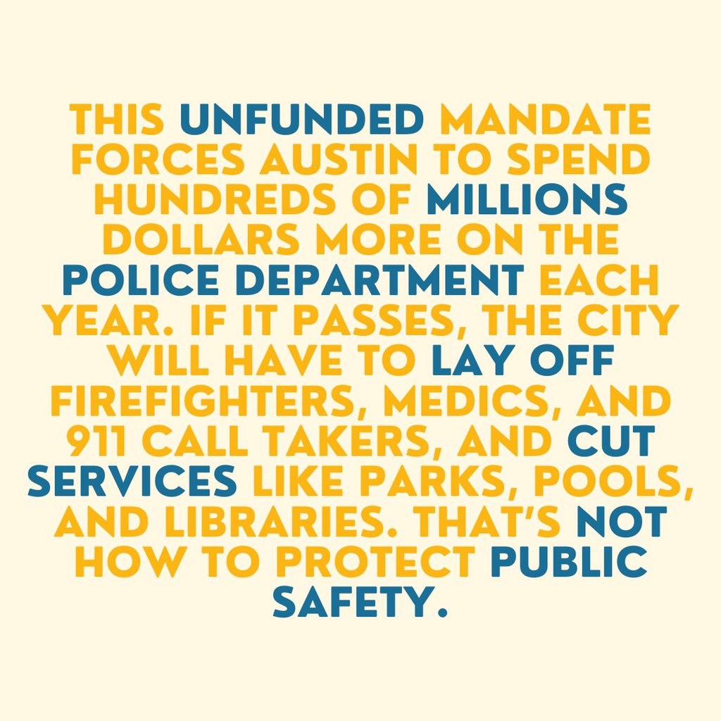 Hey Austin, this is your reminder to vote NO WAY on Prop A! The safest areas don’t have more police, they have more resources. Visit @nowaypropa for more information 📣