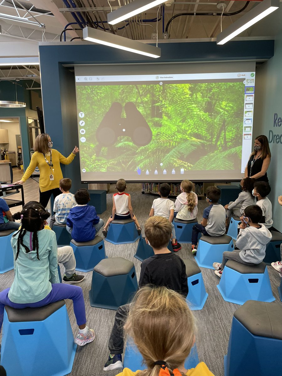 WildcatReader93's tweet image. First graders used @Seesaw to find clues and search for a book in our Innovation Center. After finding their book, students took pictures of book parts and determined the genre. #explorersweek @CCSD93 @JRyboICin93 #WTandMe