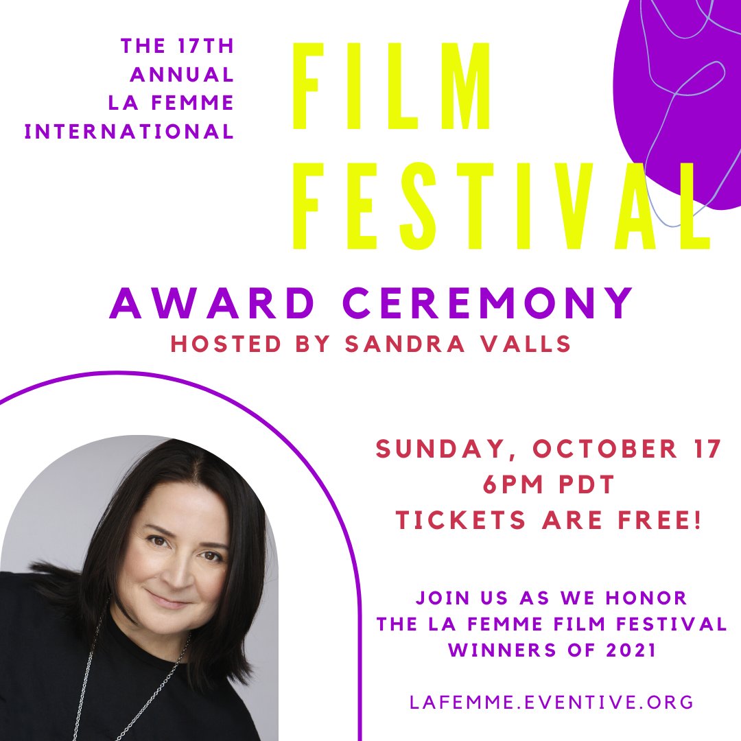 We're honoring all the winners this Sunday, October 17th at 7pm PST at the 17th annual La Femme International Film Festival Award Show, hosted by @SandraValls Get your FREE ticket today! ✨🎟 cstu.io/f90d4b