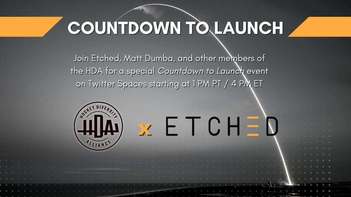 etchedNFT's tweet image. Join us at 1 PM PT for a Countdown To Launch event. Hear from the Etched team, @matt_dumba, other members of @TheOfficialHDA, @girldadNFT, and surprise guests! Jump in our Discord to post questions for the Q &amp;amp; A.