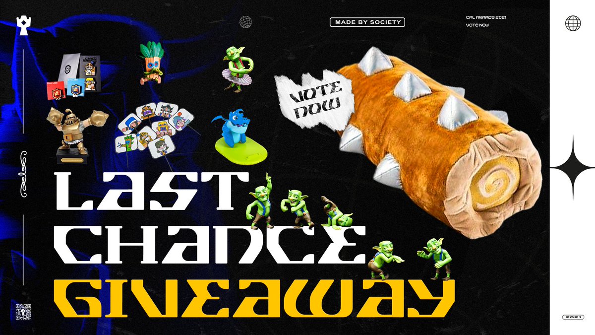 📢 𝙊𝙣𝙚 more day left to vote 🤯

Which also means... here's a last chance giveaway for 𝙚𝙫𝙚𝙧𝙮𝙤𝙣𝙚 to enter! 

🎁 1x CRL World Finals box
🎁 1x Log Plush
🎁 1x Goblin Figurines 

To enter:
✅ Vote 👉 linktr.ee/CRLAwards 
✅ Like ❤ + Retweet 🔄 this tweet