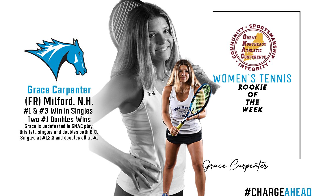CSCAthletics's tweet photo. WOMEN'S TENNIS!  🔥🔥🔥

The Colby-Sawyer women's tennis team picked up a couple GNAC weekly awards! 

🎾Rookie of the Week: First-Year Grace Carpenter 
🎾Player of the Week: Sophomore Lindsay MacDonald

#GoChargers 🎾 https://t.co/RNx85xjNtc