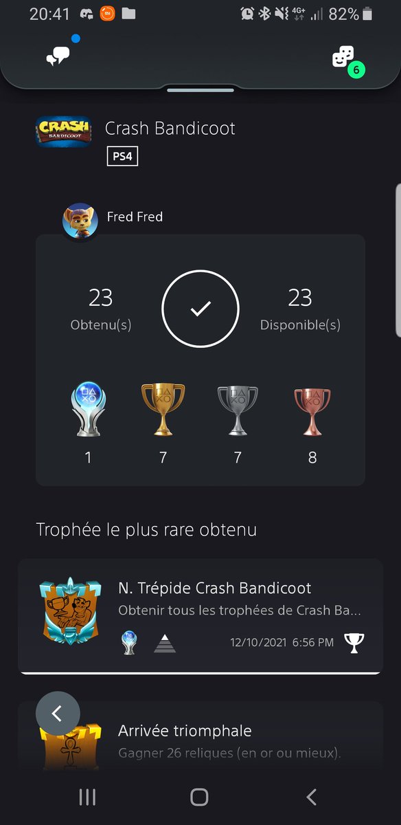 Après des heures et des heures passées sur les reliques de temps, le voilà ! 🏆
#PS4 #platine #trophées #trophyhunting #jeuxvideo #Crash #CrashBandicoot