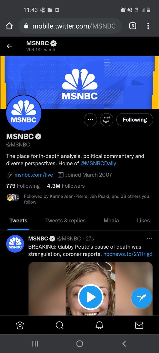 ilovecollins's tweet photo. Wondering if @MSNBC is adding coverage of ALL missing persons based on the amount of in-depth analysis, political commentary and diverse perspective they've given to the Gabby Petito story. https://t.co/HbTVWBK9UX