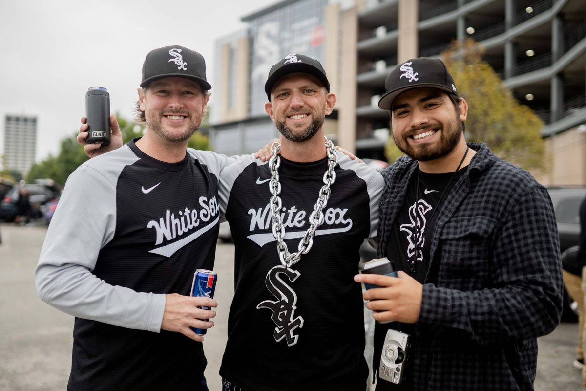 madkenney's tweet photo. Alan Myszkowski (left) drove in from NW Indiana. 
"At the end of the day, there’s a lot at stake not only for this team but... growing up in a family of Sox fans so you’re kind of representing generations, too. So it’s one of those things where you’re kind of carrying the flag." https://t.co/7vR1n5KyTz