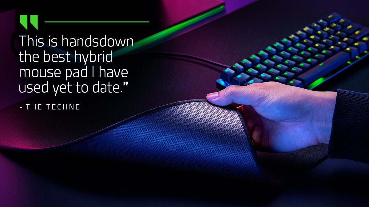 Razer's tweet photo. Crafted for the optimal balance of speed &amp; control, the Razer Strider is a fusion that defies convention—combining the even glide of a hard surface with the rollable, portable nature of a soft base. Discover the best of both worlds in @TheTechne1's review: https://t.co/i4kVIt0jzW https://t.co/WLWYNpgkV1