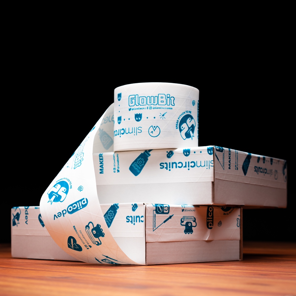 CoreElecAU's tweet image. We've just upped our #packaging game 💪 with this new #CoreElectronics print #tape. 📦 Keep your eyes 👀 peeled for your next box of fun!