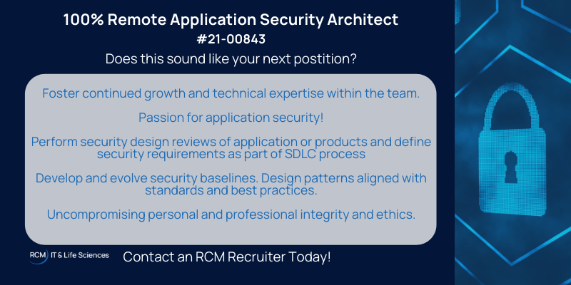 RCMT_Solutions's tweet photo. Do you have a passion for #ApplicationSecurity? Ask me more about the about the Application Security #Architect position from @RCM Technologies or click the link to find out if your #qualified! #jobseeker #techjobs #hiring https://t.co/lFY79fbScD https://t.co/TkmYXDp8hG