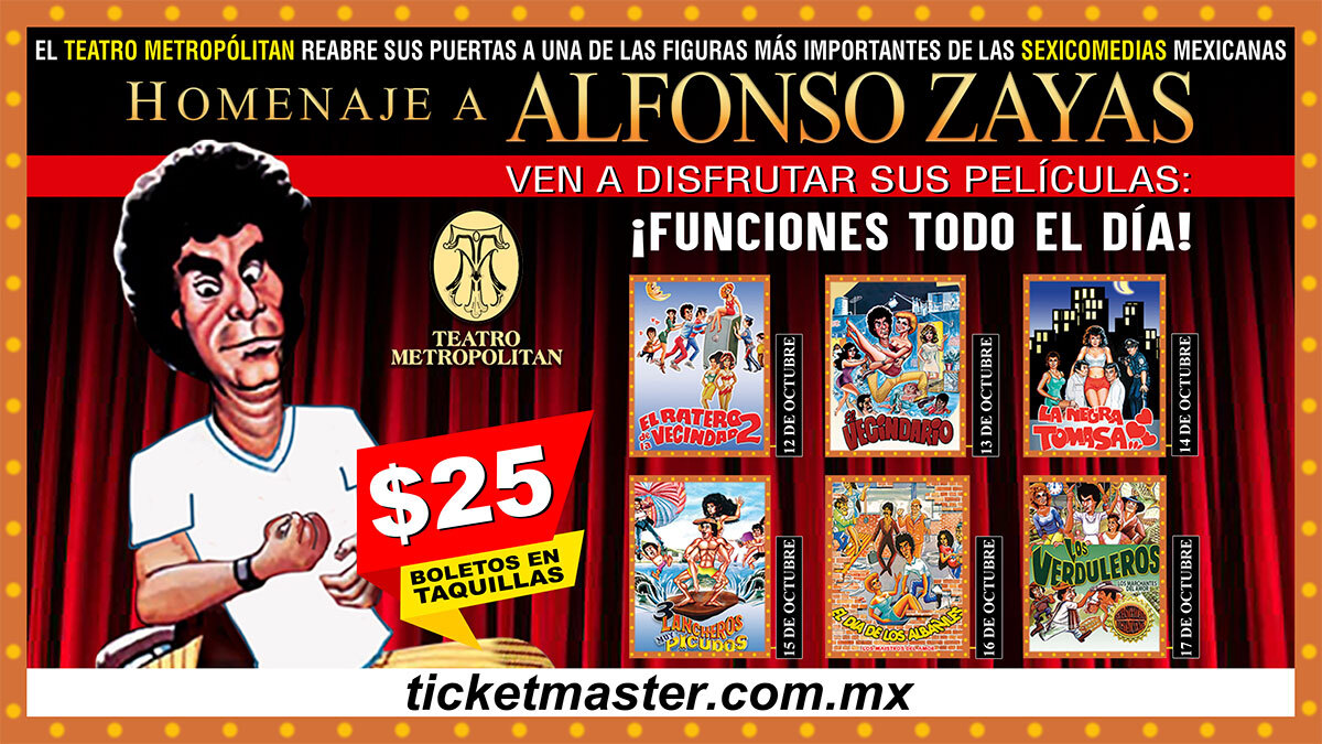 Teatro Metropólitan (@tmetropolitanmx) on Twitter photo ¡Hoy comienzan las funciones en homenaje al cómico Alfonso Zayas en el Teatro Metropólitan!
Los boletos están disponibles en las taquillas del teatro y en la Red <a href="/Ticketmaster_Me/">Ticketmaster México</a> 👉 bit.ly/3lmFIS7 ¡Hoy comienzan las funciones en homenaje al cómico Alfonso Zayas en el Teatro Metropólitan!
Los boletos están disponibles en las taquillas del teatro y en la Red <a href="/Ticketmaster_Me/">Ticketmaster México</a> 👉 bit.ly/3lmFIS7