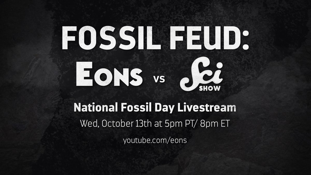 ✨ TOMORROW! ✨

Will you be tuning in for our #NationalFossilDay livestream? The Eons team will compete against some of our friends from <a href="/SciShow/">SciShow</a> in a game of Fossil Feud! (Think Family Feud, but... paleontology). We can't wait!