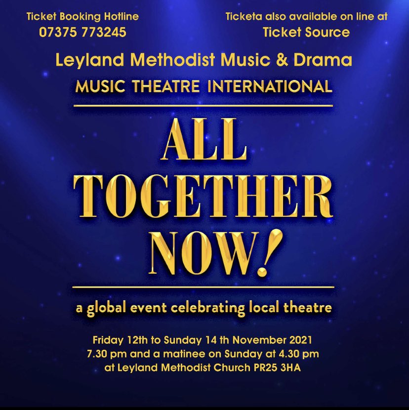 AmbrosePlayers's tweet photo. Break a leg to our friends at @LMMusicDrama in their return show!  Ticket details below!  😃❤️ #amdram #leyland https://t.co/udSLhMFzrB