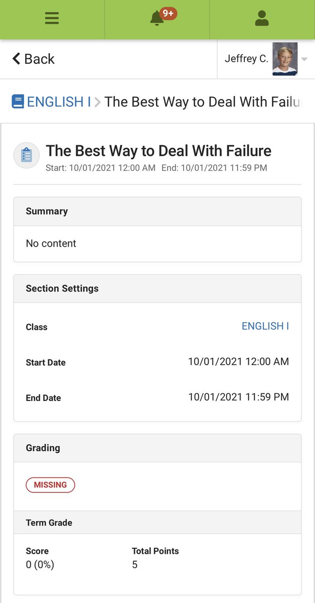 BradKTEC's tweet photo. The moment you receive a notification on your phone that your 14YO son’s English assignment “The Best Way to Deal With Failure” is flagged as missing #Priceless #RaisingKids #BoysAreBuiltDifferent #LivingInASitcom #WhatAssignment https://t.co/1v18pfOXiV