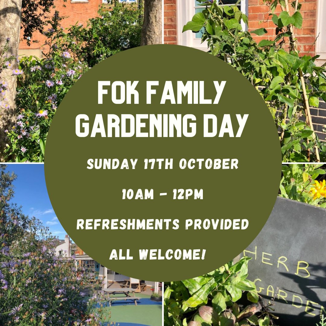 Come and join us for a family gardening day at school on Sunday between 10am and 12pm. Lots of jobs suited to all ages. If you can bring gloves, trowels, secateurs and loppers etc - but not essential. Refreshments will be provided.