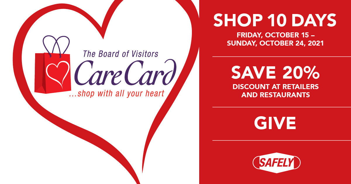 Care Card returns October 15-24! Enjoy shopping during the Valley's largest retail fundraiser with hundreds of participating retailers. Visit bit.ly/3viXpWp to purchase a $60 Care Card and receive a 20% discount Valley-wide at participating retailers and restaurants.