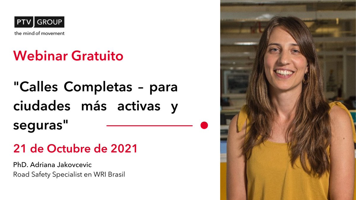 PTV_AL's tweet photo. Webinar : Calles Completas y el desenvolvimiento de proyectos viales más sustentables, seguros y accesibles 🚶‍♂️🚴🏻🚗🚌🛴
Será dictado por la Especialista en Seguridad Vial del WRI Adriana Jakovcevic. #MiCiudadenVissim  #MindofMovement
Inscripciones 👇 https://t.co/NGg8sEZ3AO https://t.co/Kg0qOy8ZTc